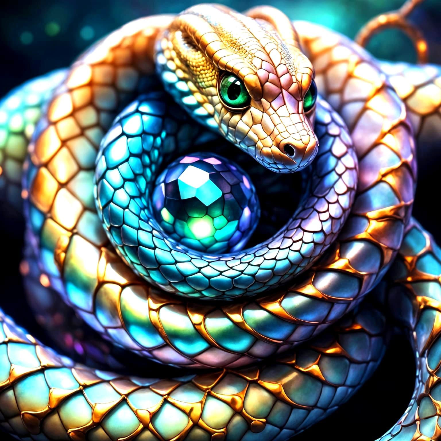 Iridescent Bejeweled Serpent in High Resolution