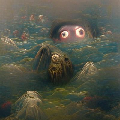 Terrifying Floating Eyes in Gothic Horror Style