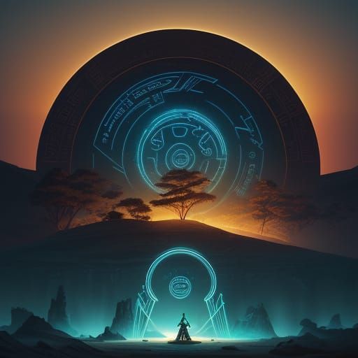 Ethereal Stargate Illuminated by Vibrant, Otherworldly Light