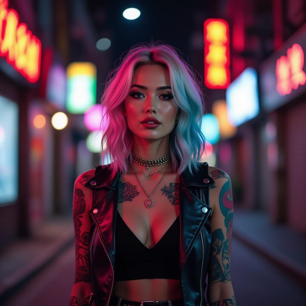Edgy Rainbow Lesbian in Vibrant Nightlife Scene