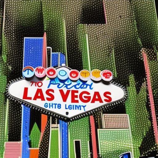 Las Vegas Sign in Neo-Impressionist Style