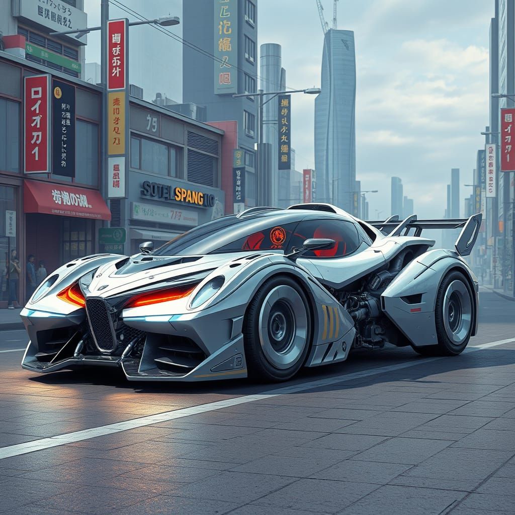 Majestic Futuristic Mecha Car Concept in Japanese Style