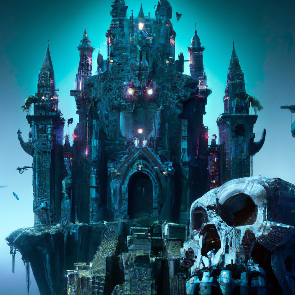 Fantastical Skull Castle in Detailed Matte Painting