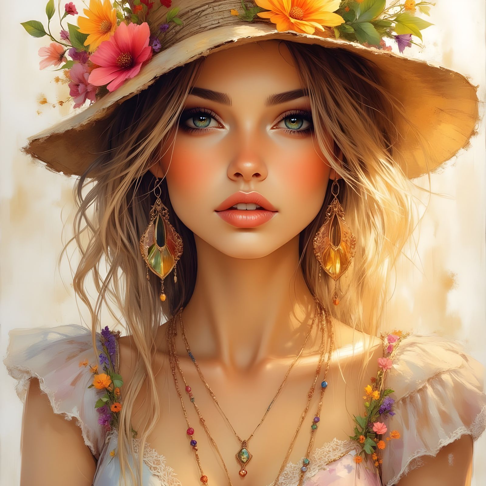 Romantic Fantasy Portrait of a Bashful Goddess