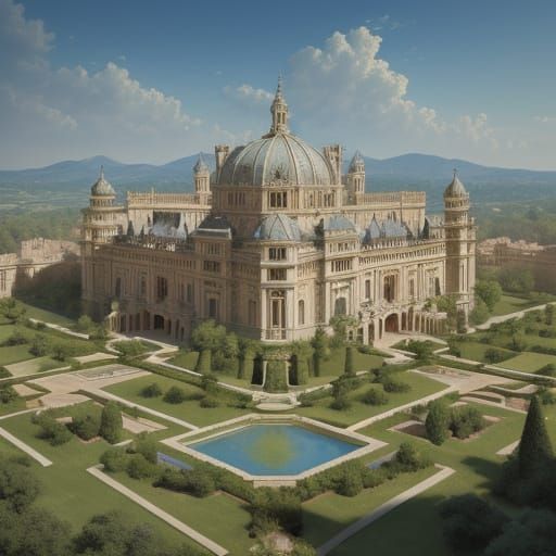 Romantic Renaissance Palace with Grand Gardens