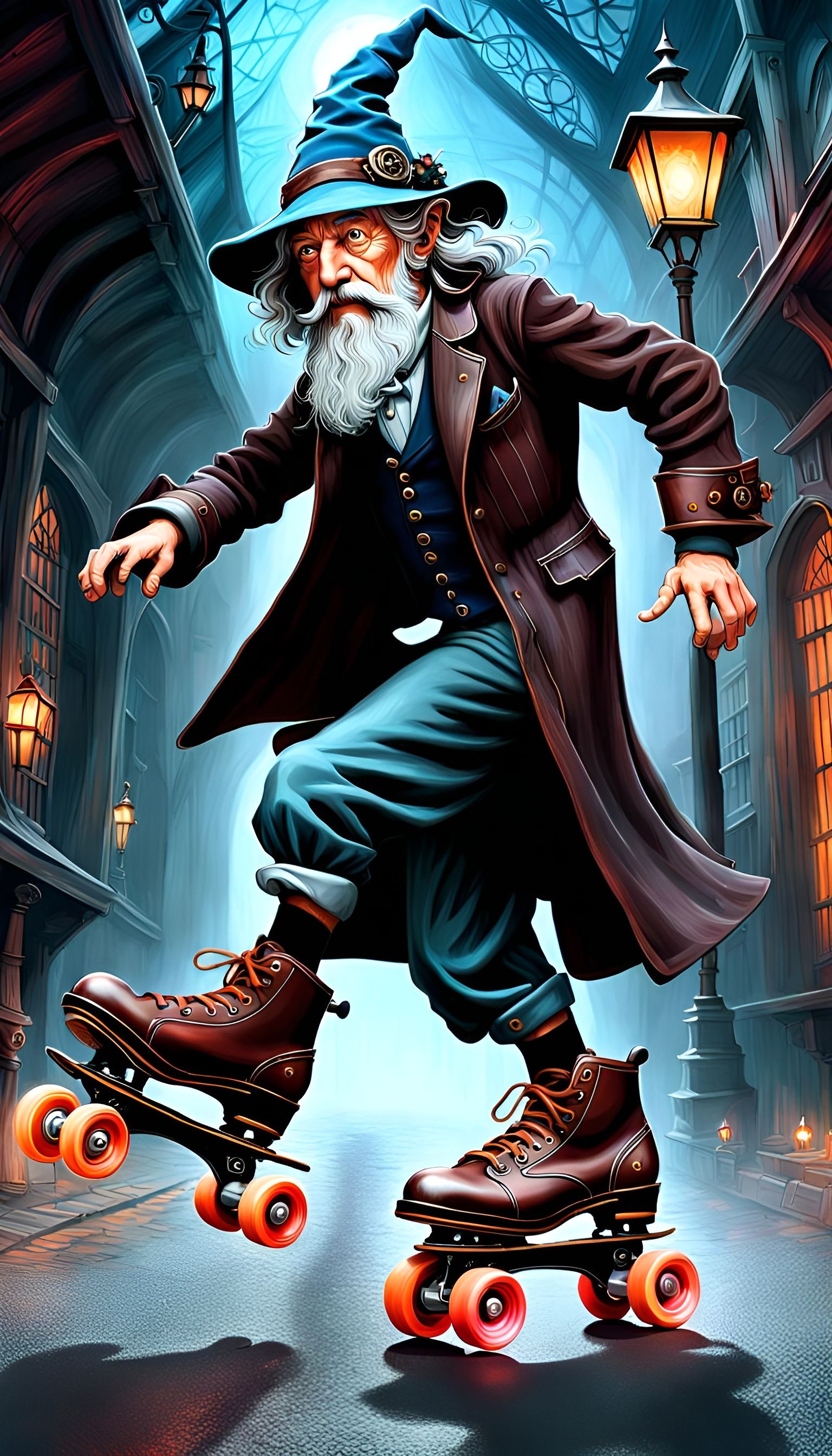 Roller Skating Old Wizard