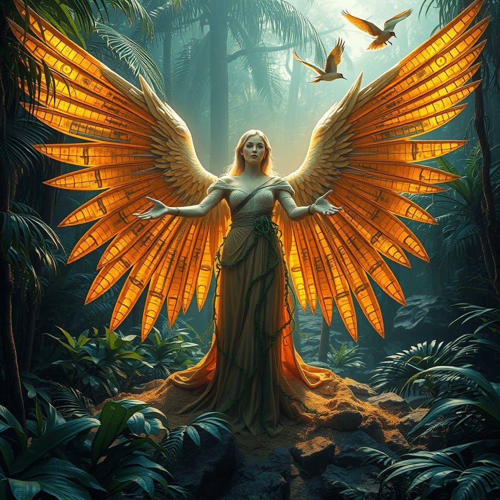 Angel with Sand Wings in Sci-Fi Jungle