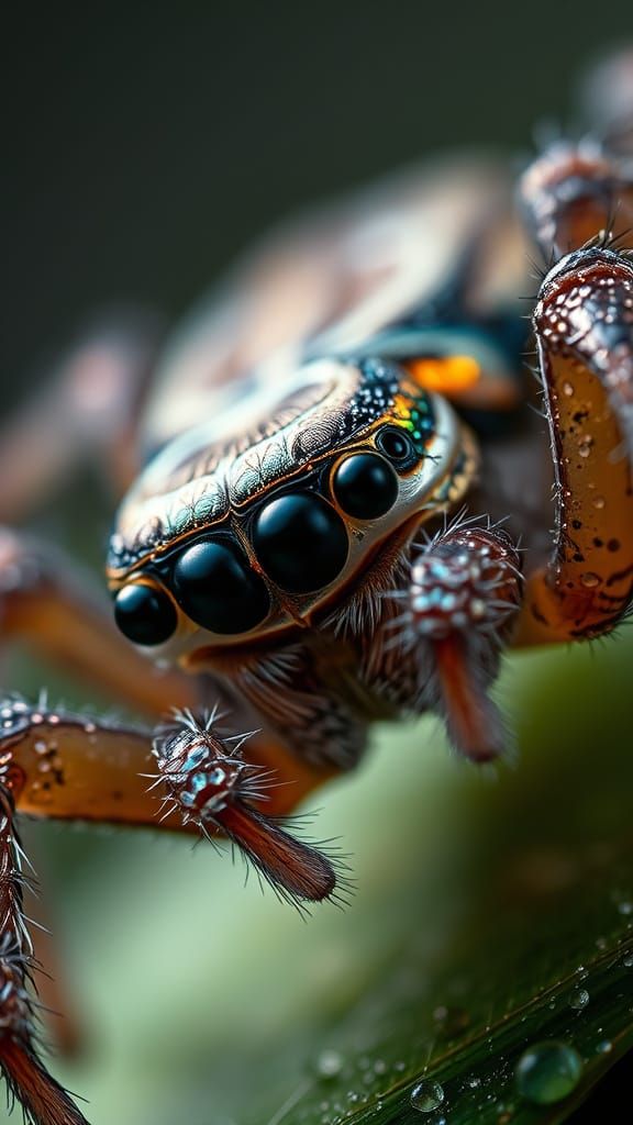 Vibrant Jumping Spider Closeup in Cinematic Film Style