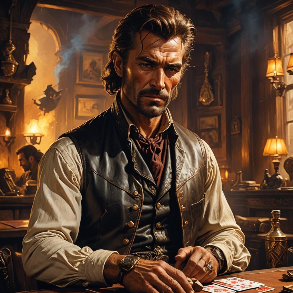 Gunslinger Playing Cards in Old West Fantasy Art