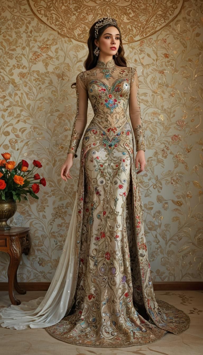 Mannequin in Persian Victorian Dress: Art Nouveau Style