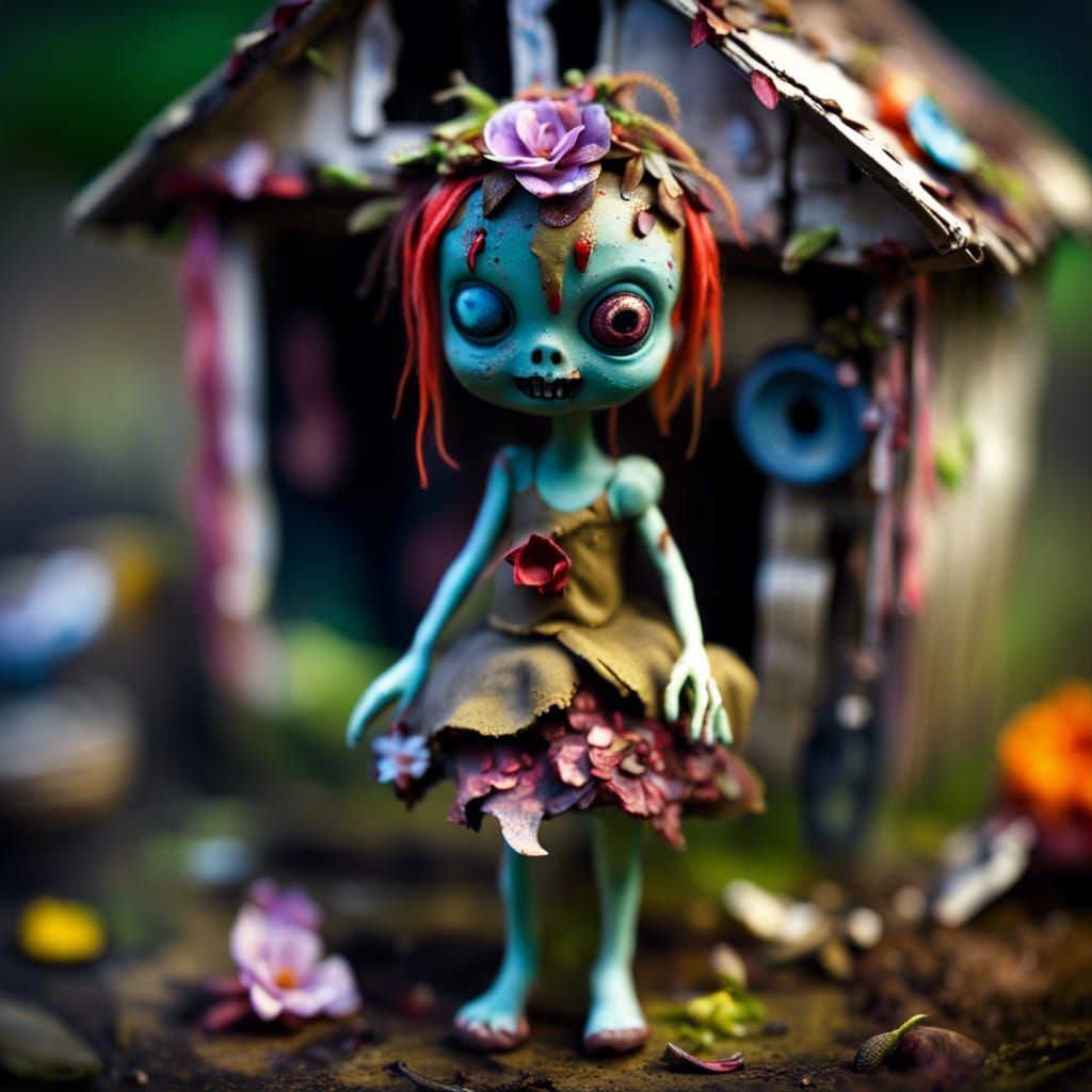 Zombie Thumbelina in Apocalyptic Fairytale Style