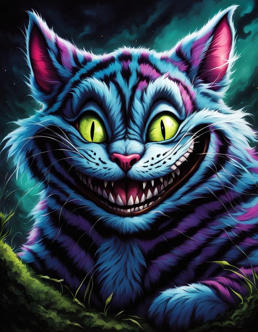 Grinning Cheshire Cat Comic Art