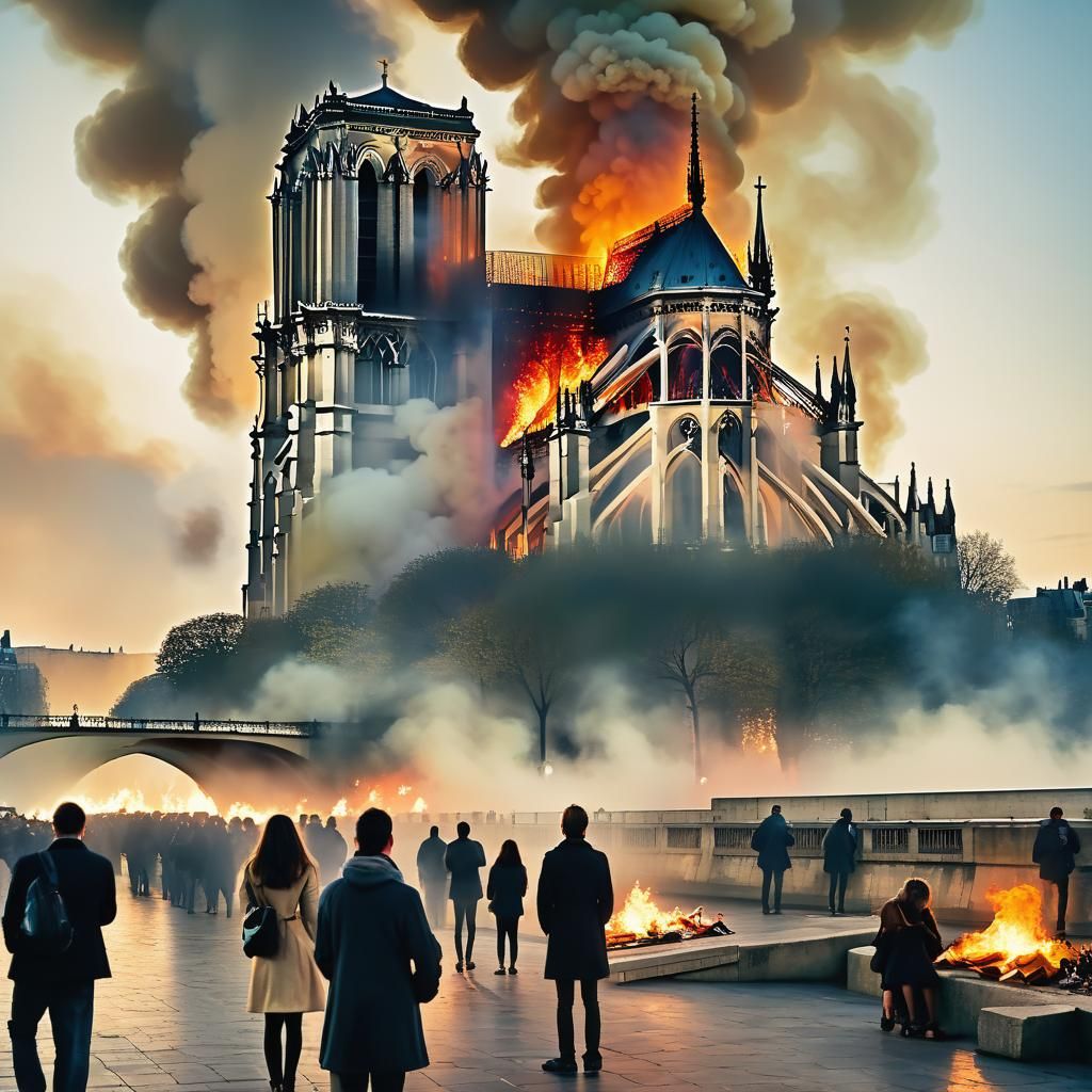 Paris Mourns Notre Dame: A Surrealist Impression