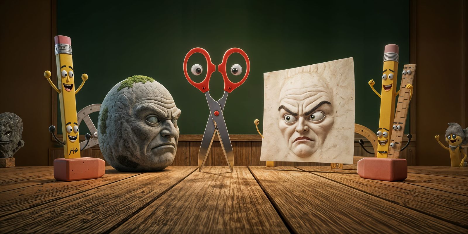 Rock Paper Scissors Faceoff: Stone, Scissors, Paper