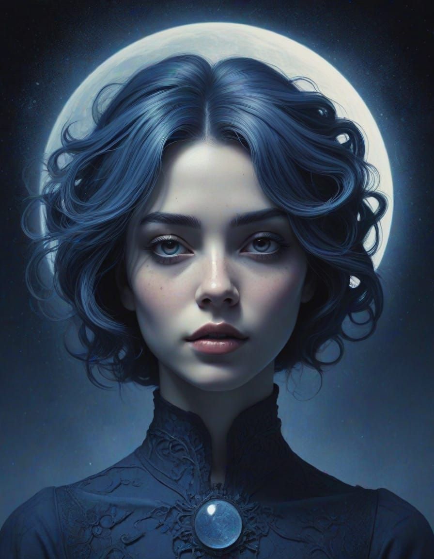 Ethereal Dystopian Dreamscape in Indigo