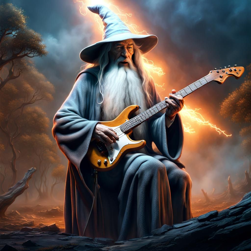 Gandalf Shreds on Electric Guitar in Space