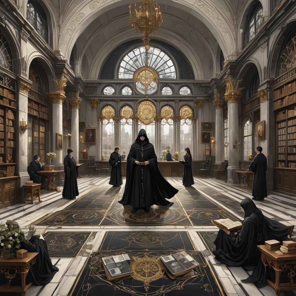 Elegant Nobles on Game Card in Gothic Mansion