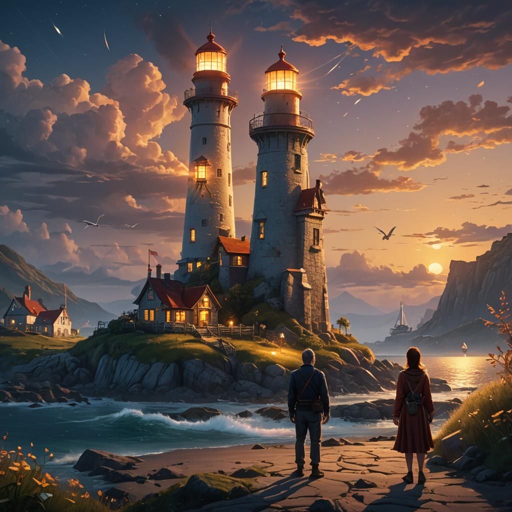 Lighthouse Restored: Lily, Father, and Lumina the Fairy