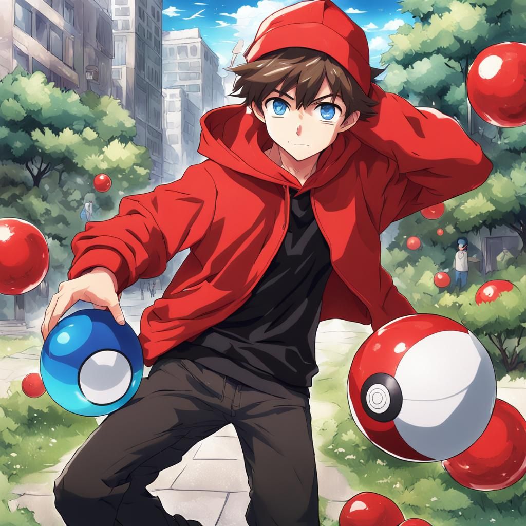 Anime Style Boy with Poke Ball
