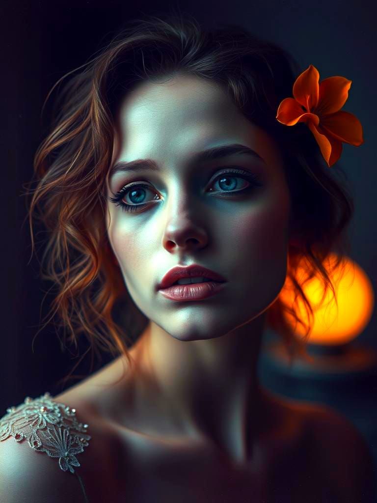 Dreamy Surreal Portrait in Soft Vintage Style