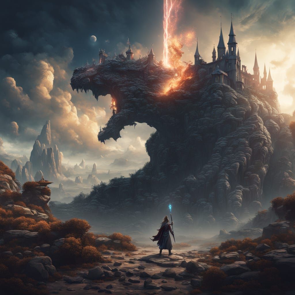 Sorceress Unleashes Cosmic Spell on Dark Beast