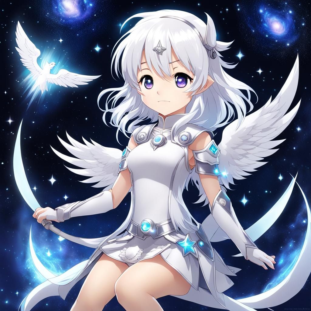 Chibi Angel Wolf Girl in Dreamcore Style