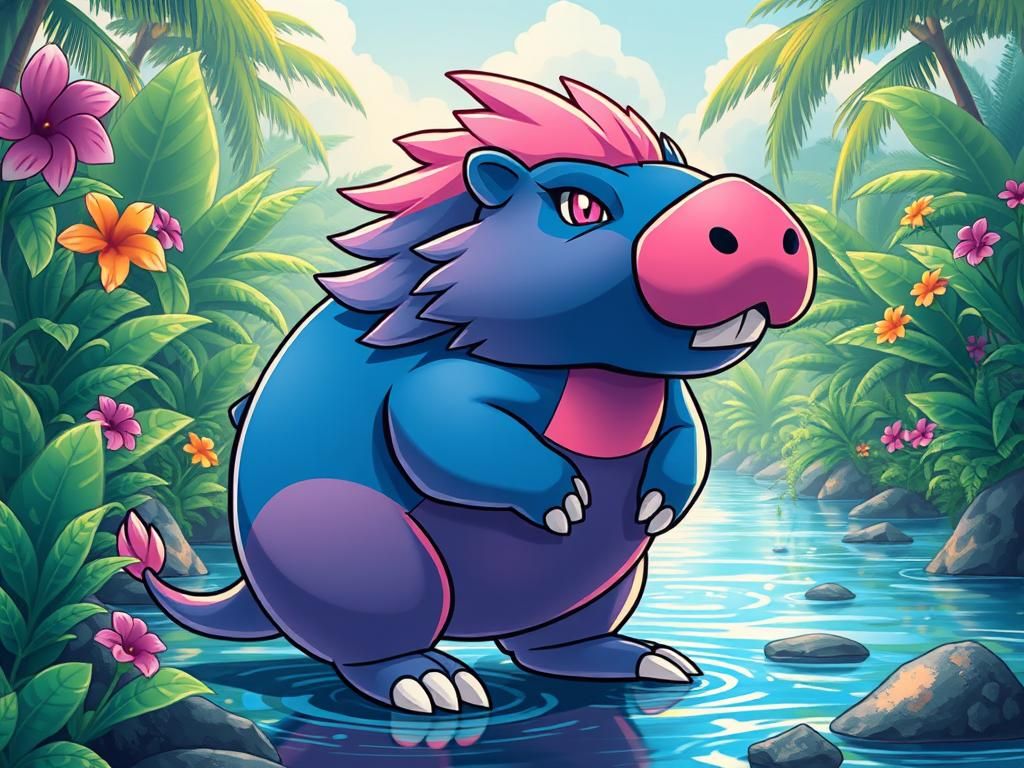 Capybara Pokémon Mascot with Dual-Tone Coat