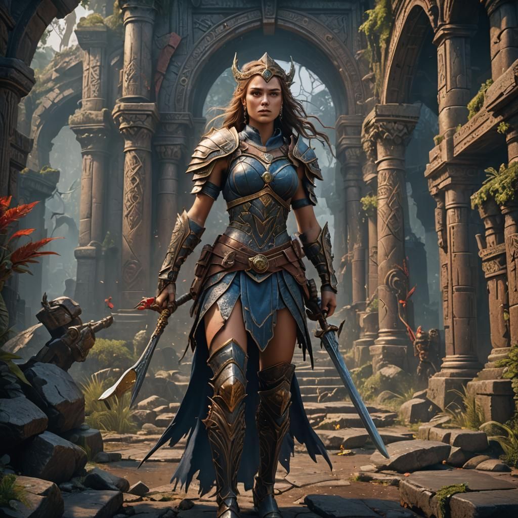 Fantasy Warrior Princess in Detailed Matte Painting