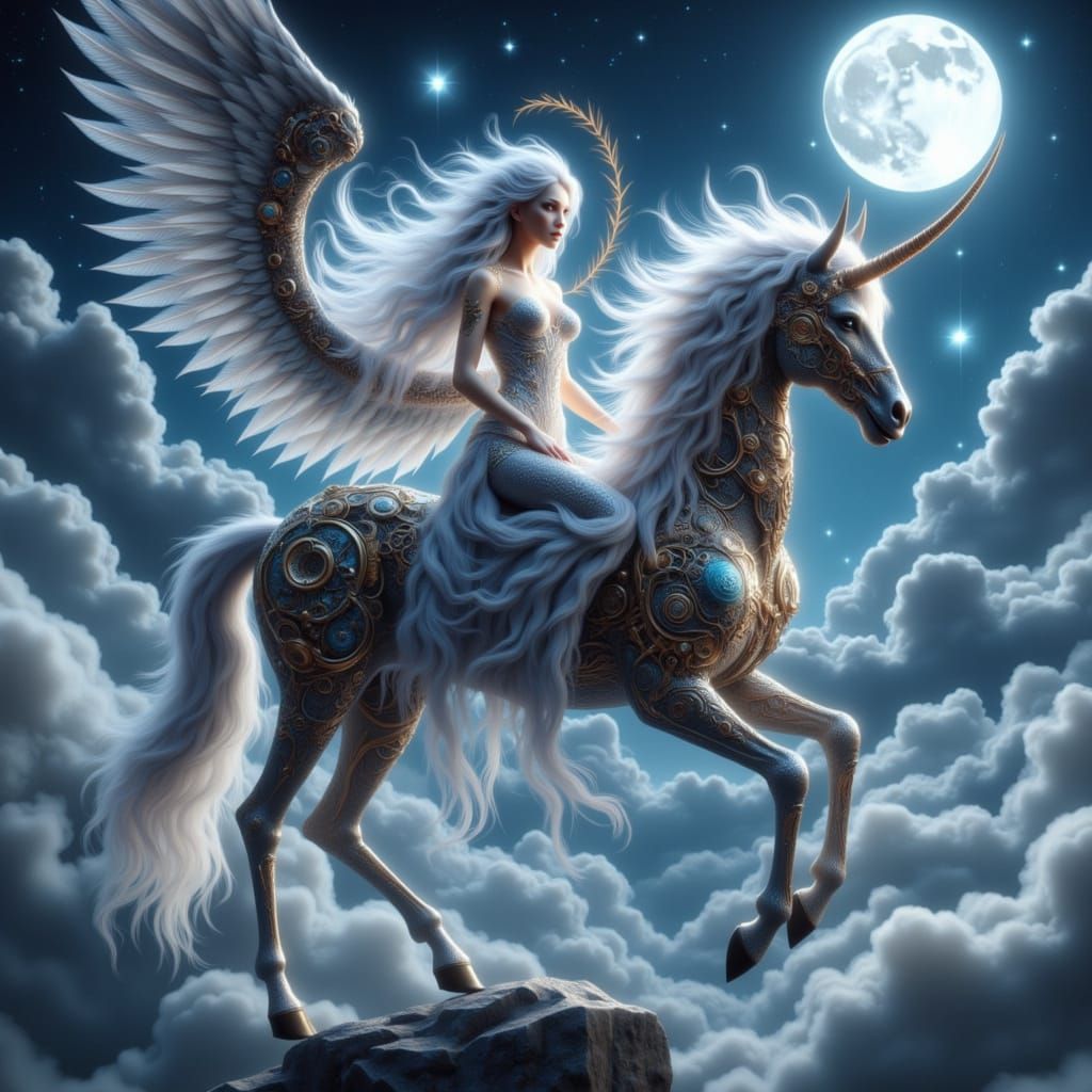 Ethereal Moon Maiden on Clockwork Pegasus