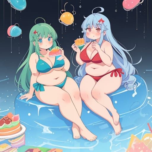 Anime Girls Feast on Jell-O in Factory