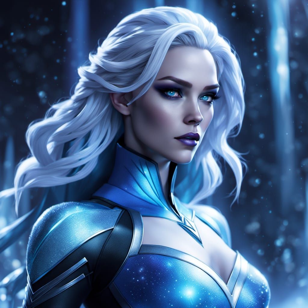 Elegant Ice Queen Killer Frost Stuns in Frosty Blue Attire