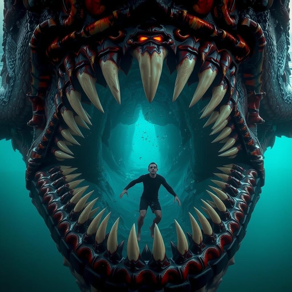 Terrifying Sea Serpent Confrontation at Dusk