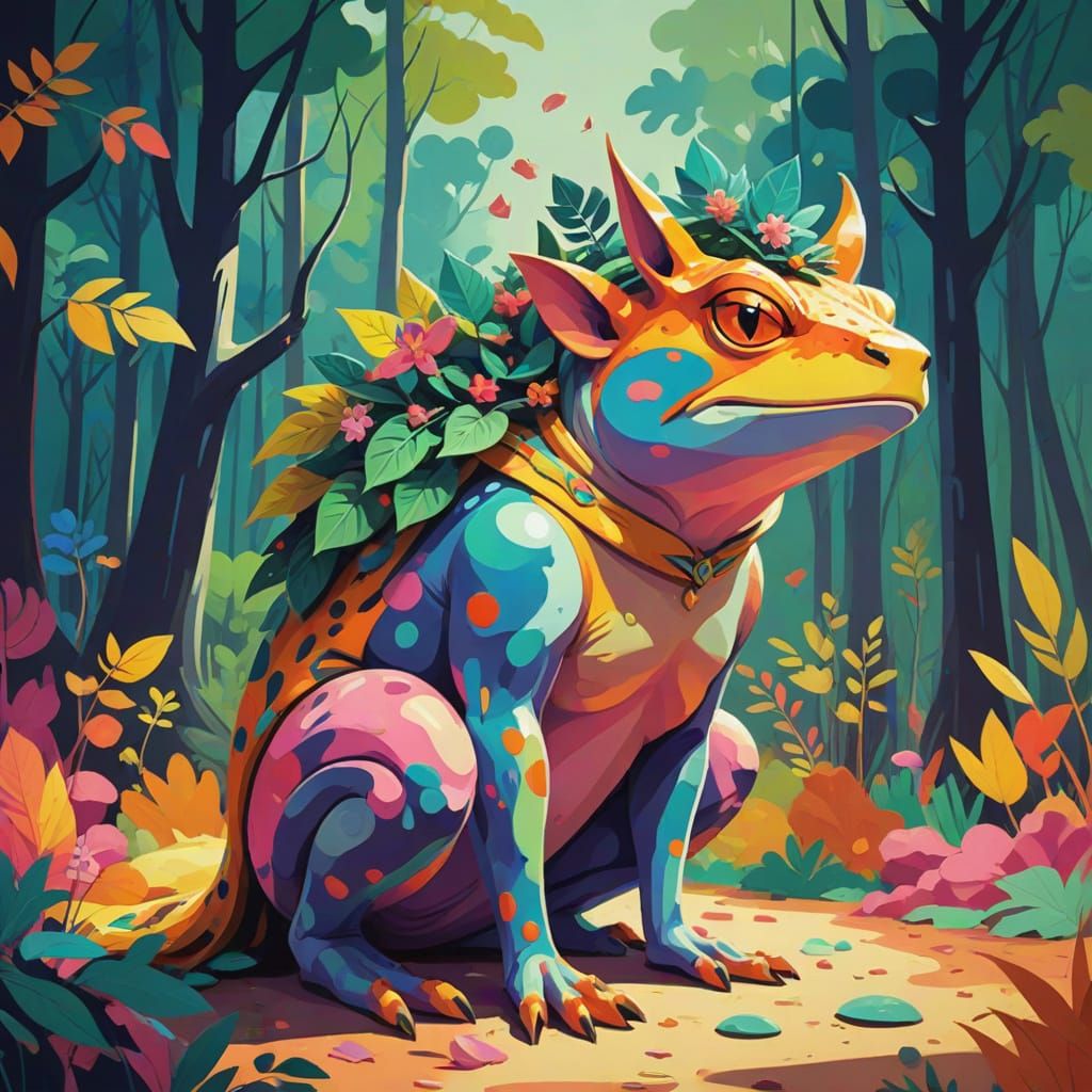 Giant Toad and Fox Bride in Forest Ceremony