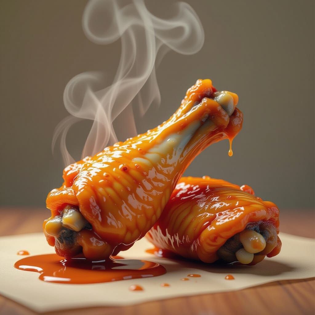 Mouth-Watering Juicy Chicken Wing in Photorealistic Style