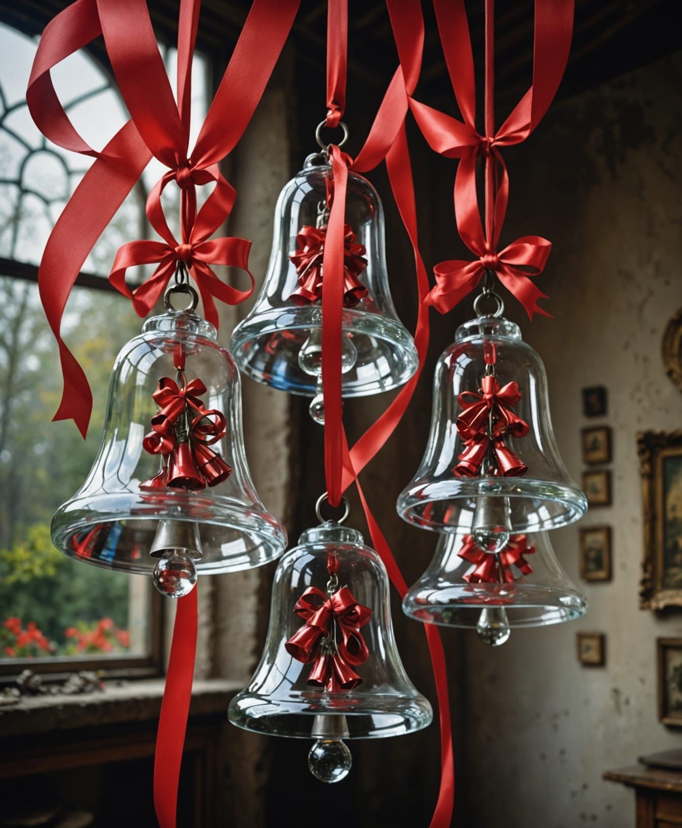 Vibrant Glass Bells in Cinematic Style