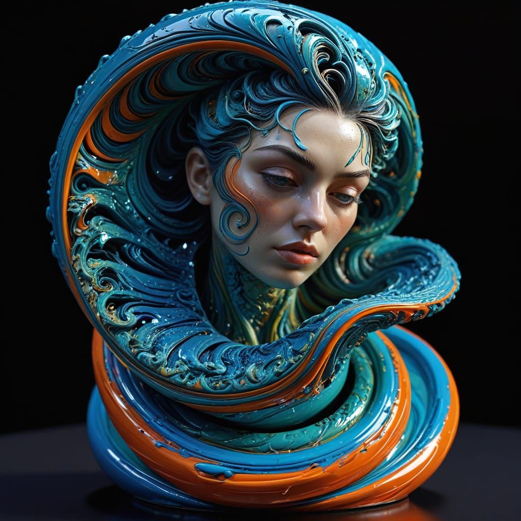 Expressive Sculpture of Reflected Glory in Hyperrealism