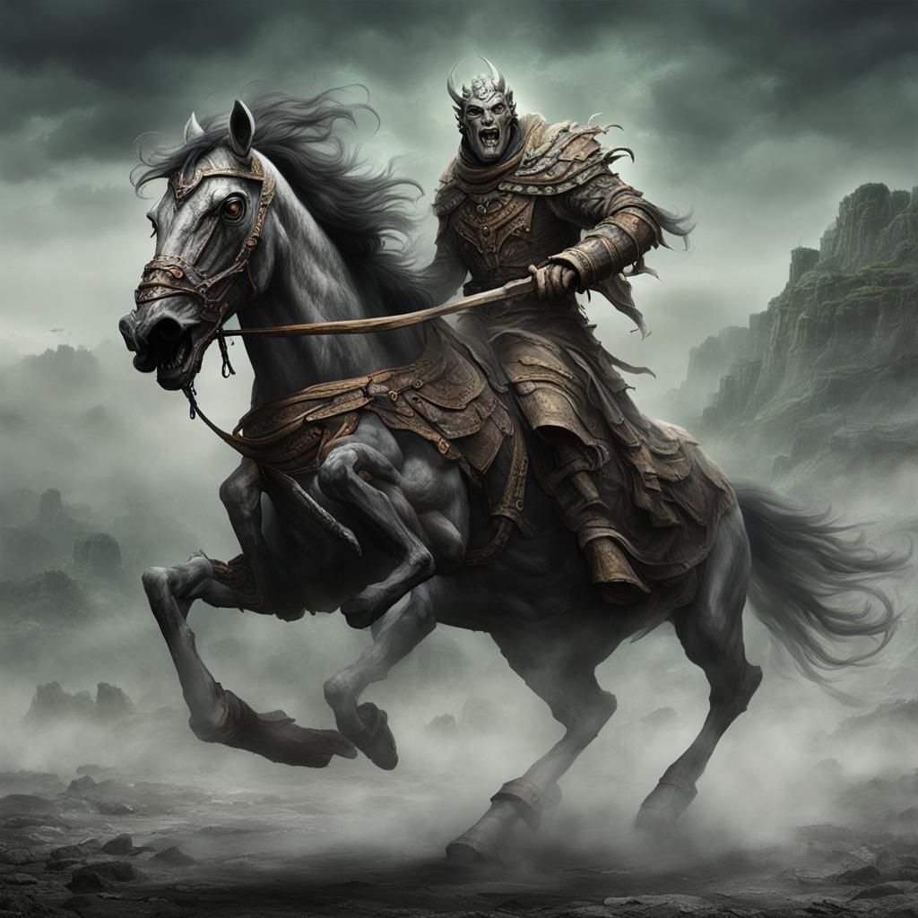 Tikbalang Galloping Through Mist in Wilderness