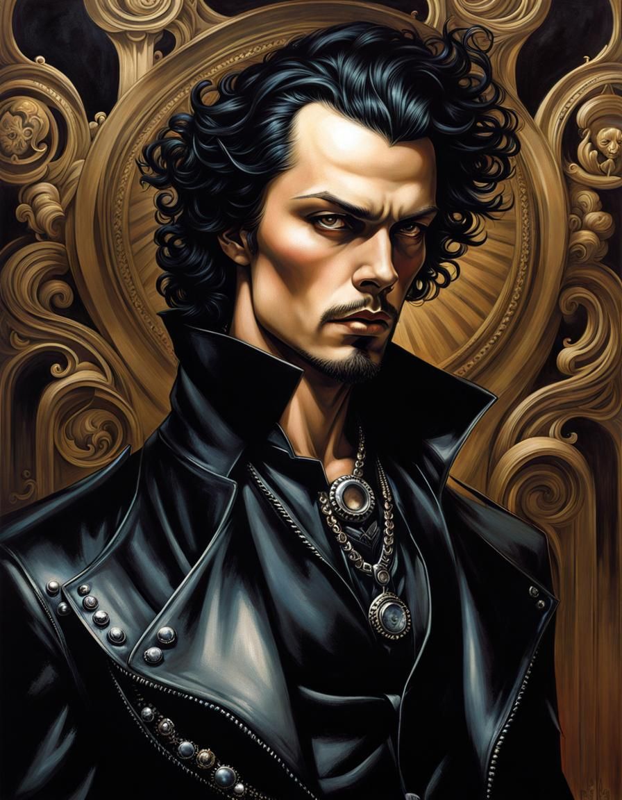 Melancholic Gothic Man with Intense Eyes