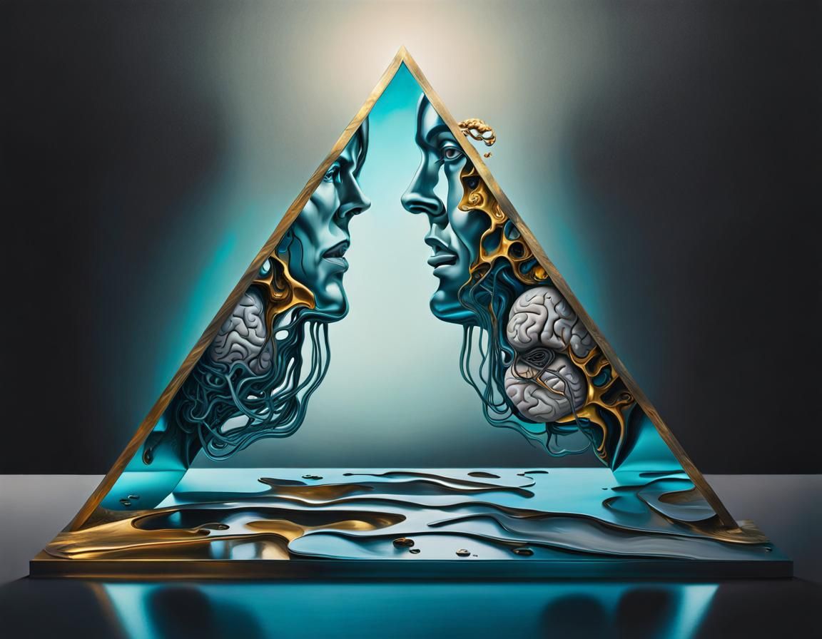 Surreal Metallic Brain Uncovered: An Abstract Oil Painting