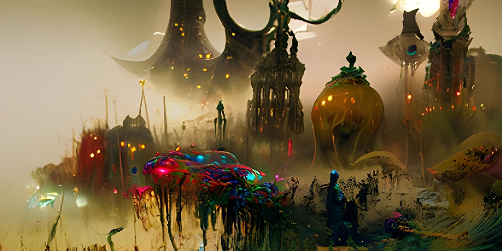 Cosmic Horror Nightscape in Maximalist Digital Art