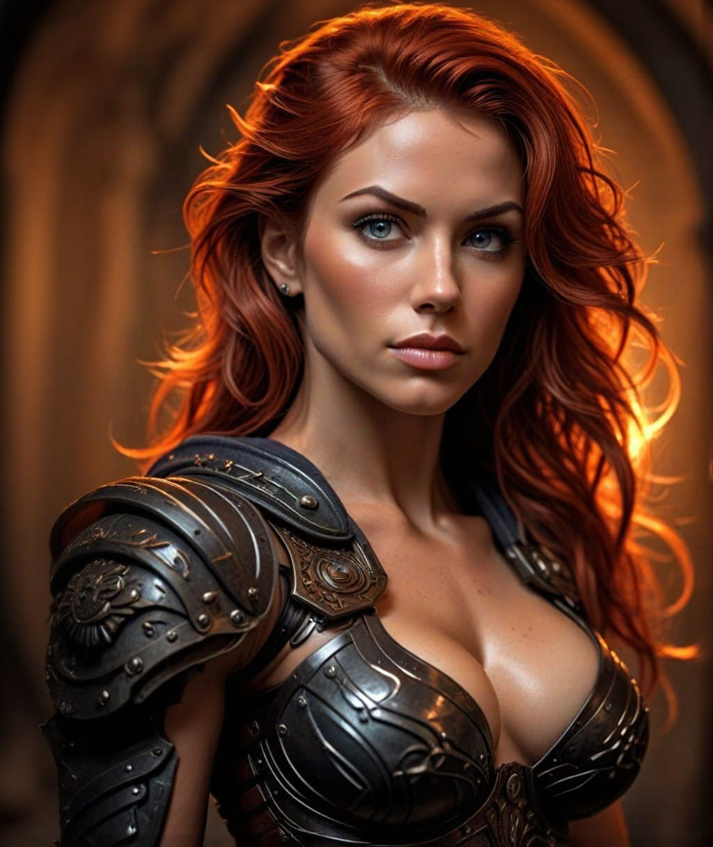 Angelic Female Bodybuilder Warrior in Ornate Armor