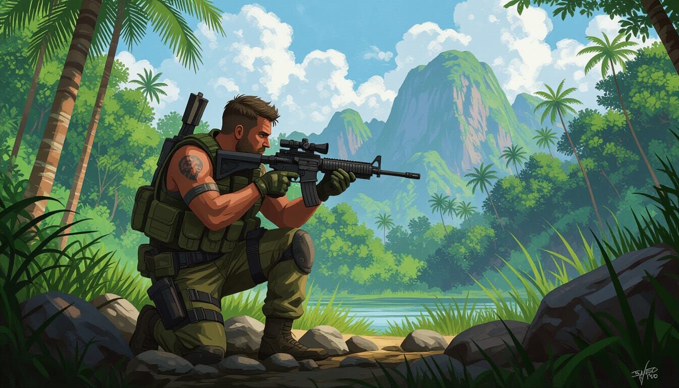 Jungle Combat Scene Inspired by Concept Art