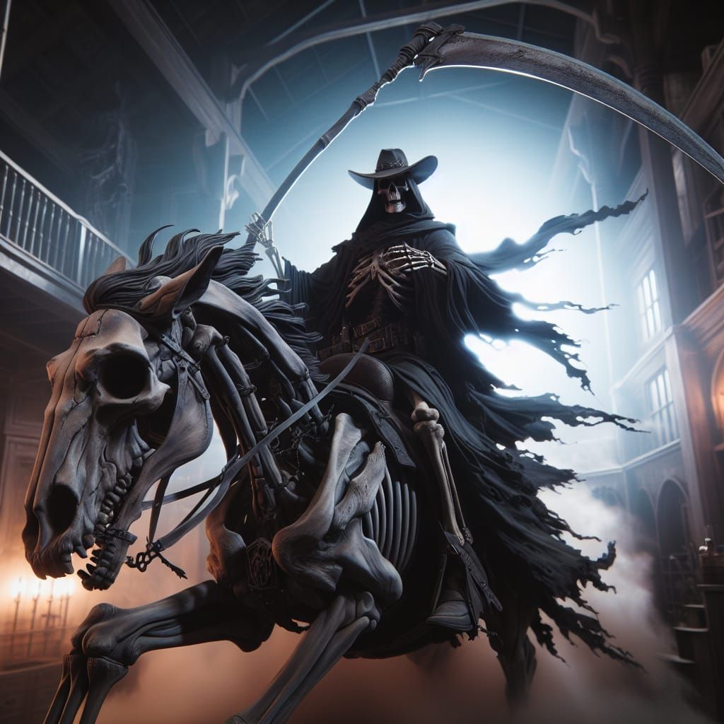 Grim Reaper as Cowboy on Skeletal Horse