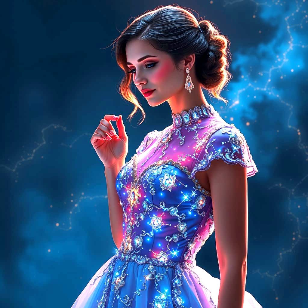 Ethereal Gown in Cyberpunk Elegance