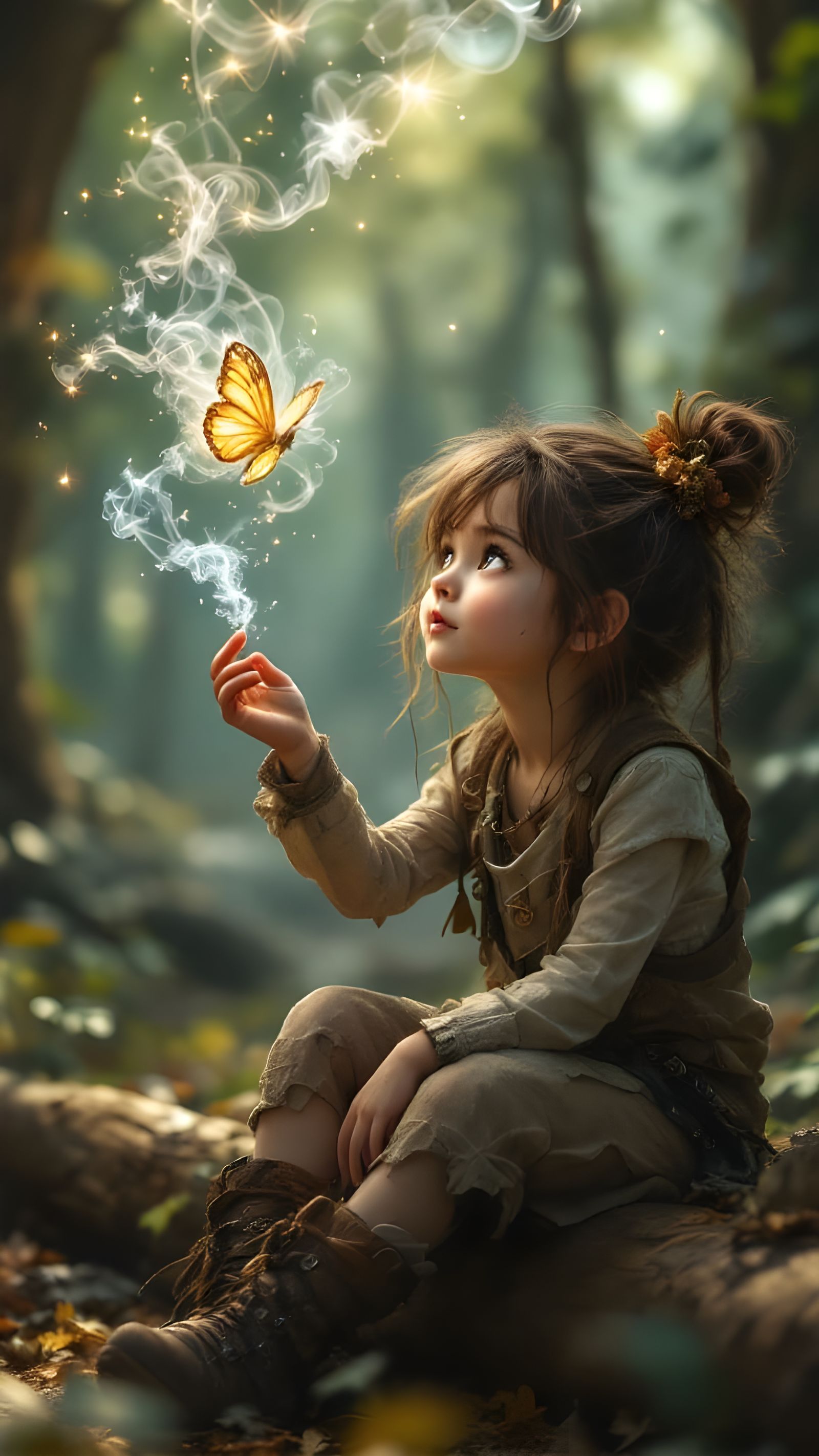 Ethereal Whimsical Woodland Goddess in Cyberpunk Digital Art