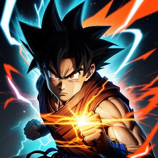 Son Goku in Manga Style with Electric Aura