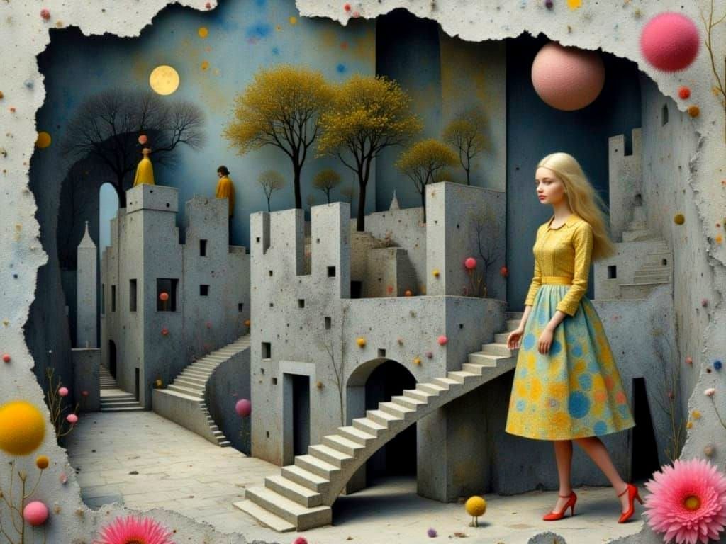 Barbie and Ken in Surreal Pop Art Diorama