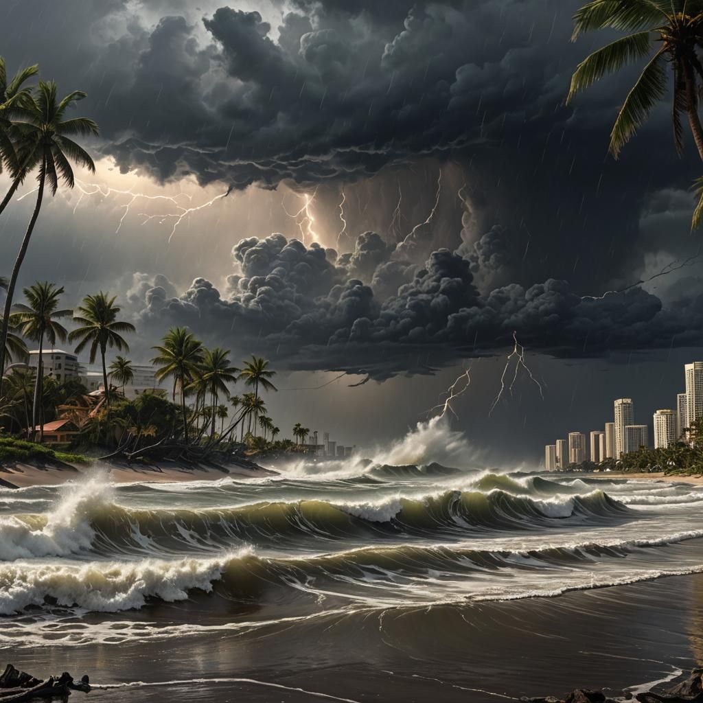 Hurricane Landfall on Florida Coast: Cinematic Disaster