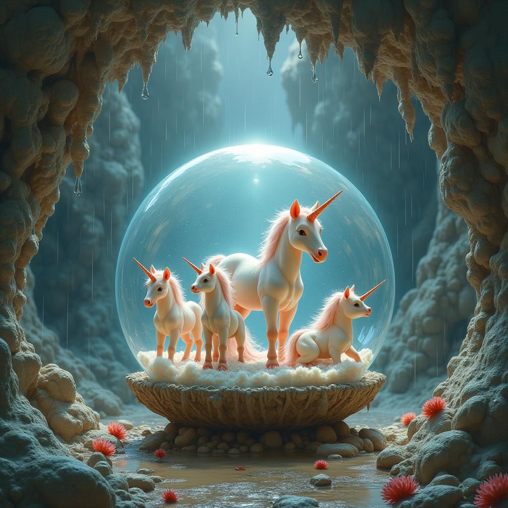 Crystal Ball Overflowing with Baby Unicorns: Dreamlike Matte...
