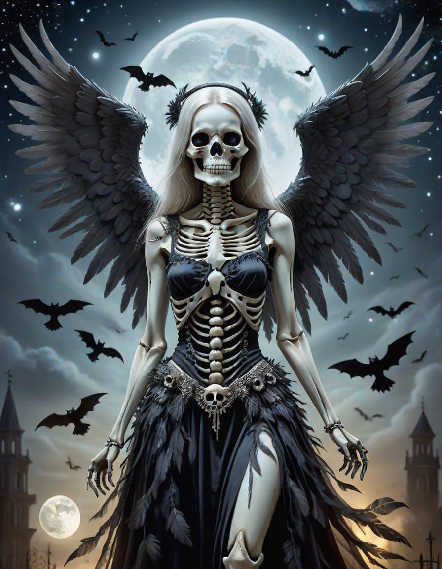 Gothic Angel of Death in Hyper Realistic Style